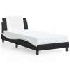 VidaXL Cadru de pat cu tăblie negru și alb 100x200cm piele artificială