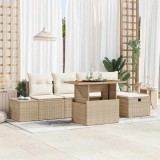 Cumpara ieftin Set de canapele pentru grădină cu pernă 6 pcs Bej Rattan poli