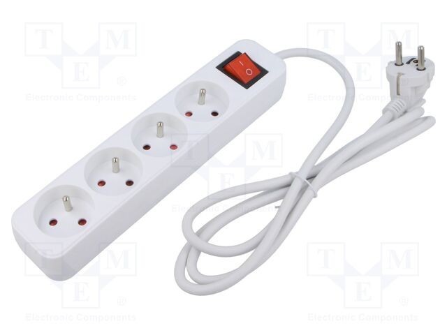 Prelungitor alimentare LANBERG 3x1mm&sup2; 4 prize alb 1,5m 10A