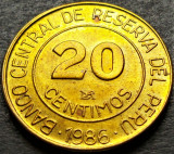 Cumpara ieftin Moneda exotica 20 CENTIMOS - PERU, anul 1986 *cod 1780 A.UNC - Luciu de batere, America Centrala si de Sud