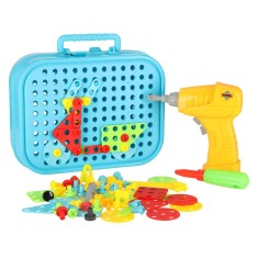 Set de Constructie Fire Engine, Jucarie Educativa si Interactiva, tip Puzzle, cu Bormasina Electrica, Surubelnita, Cheie, 285 Piese, Inginerie 2D/3D,