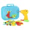 Set de Constructie Fire Engine, Jucarie Educativa si Interactiva, tip Puzzle, cu Bormasina Electrica, Surubelnita, Cheie, 285 Piese, Inginerie 2D/3D,