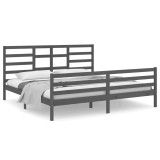 Cumpara ieftin Cadru de pat, gri, 200x200 cm, lemn masiv