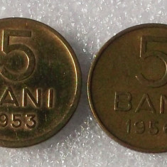 G5. Set lot ROMANIA RPR 2 x 5 Bani 1953 si 1956 **