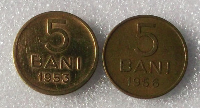 G5. Set lot ROMANIA RPR 2 x 5 Bani 1953 si 1956 ** foto