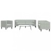 VidaXL Set canapele Chesterfield cu perne rulou, 3 piese, gri, catifea 3209281