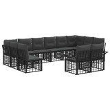 vidaXL Set de canapele de exterior cu pernă 12 pcs Negru și Gri &icirc;nchis 3437785