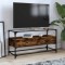 Gossi dulap tv blat sticla stejar fumuriu 98x35x51 cm lemn prelucrat