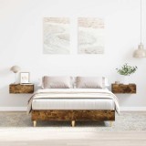 VidaXL Cadru pat fără saltea Stejar afumat 140x190 cm Lemn prelucrat