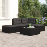 Set mobilier relaxare gradina 4 piese cu perne poliratan negru GartenMobel Dekor, vidaXL