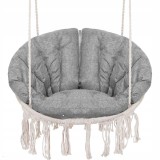 Scaun rotund Sersimo tip leagan suspendat cu perna Confort Plus casa sau gradina, bej Household NewTrend