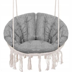 Scaun rotund Sersimo tip leagan suspendat cu perna Confort Plus casa sau gradina, bej Household NewTrend