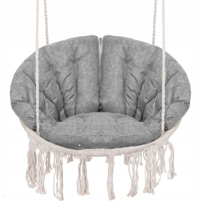 Scaun rotund Sersimo tip leagan suspendat cu perna Confort Plus casa sau gradina, bej Household NewTrend foto