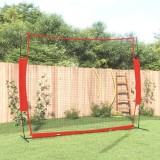 vidaXL Plasă baseball portabilă, roșu/negru, 369x107x271 cm, oțel/PE