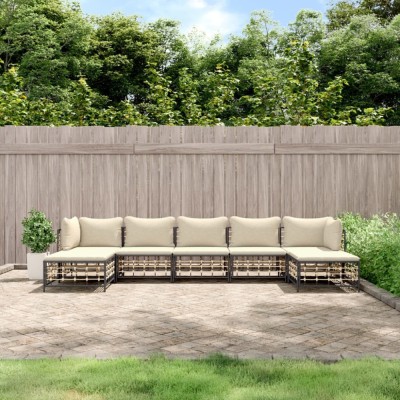 vidaXL Set mobilier de grădină cu perne, 7 piese, antracit, poliratan 3186782 foto