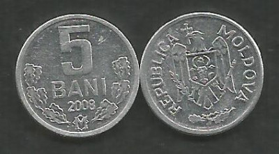 MOLDOVA 5 BANI 2008 [1] XF ++ / a UNC , livrare in cartonas foto