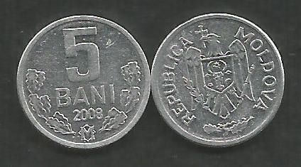 MOLDOVA 5 BANI 2008 [1] XF ++ / a UNC , livrare in cartonas