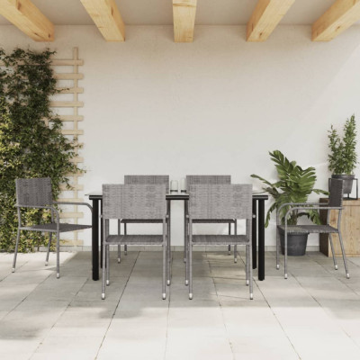 vidaXL Set mobilier de grădină, 7 piese, gri, poliratan foto