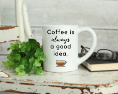 Cană personalizată &amp;quot;Coffee is always a good idea&amp;quot; Rosu-toarta-inima foto