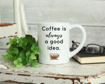 Cană personalizată &amp;quot;Coffee is always a good idea&amp;quot; Verde interior foto