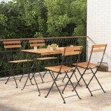 Set de bistro pliabil, 5 piese, lemn masiv de acacia și oțel