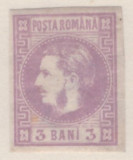 Romania 1868=CAROL CU FAVORITI,emisiunea a II-a,valori bani=Lp 22=3 bani violet