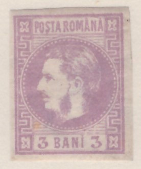 Romania 1868=CAROL CU FAVORITI,emisiunea a II-a,valori bani=Lp 22=3 bani violet foto