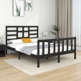 VidaXL Cadru de pat, negru, 140x190 cm, lemn masiv