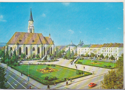 bnk cp Cluj Napoca - Piata Libertatii - necirculata - marca fixa foto