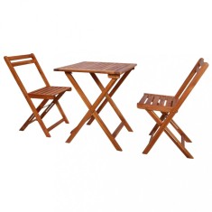 Gossi set mobilier bistro pliabil, 3 piese, lemn masiv de acacia