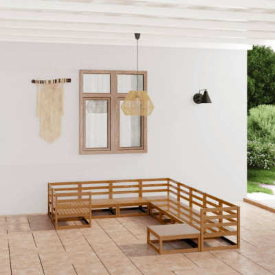 vidaXL Set mobilier de grădină, 10 piese, lemn masiv de pin foto