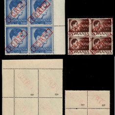 ROMANIA 1947 set 2 timbre rare inflatie sursarj PORTO autentificate Odor MNH x4