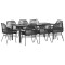 Gossi set de sufragerie de gradina 9 piese neagra sticla polirattan