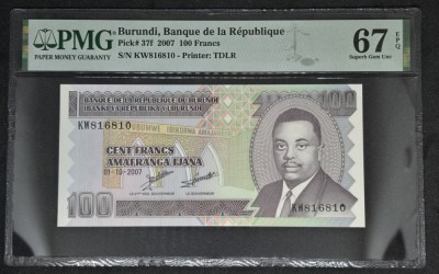 PMG 67 100 Francs Burundi foto