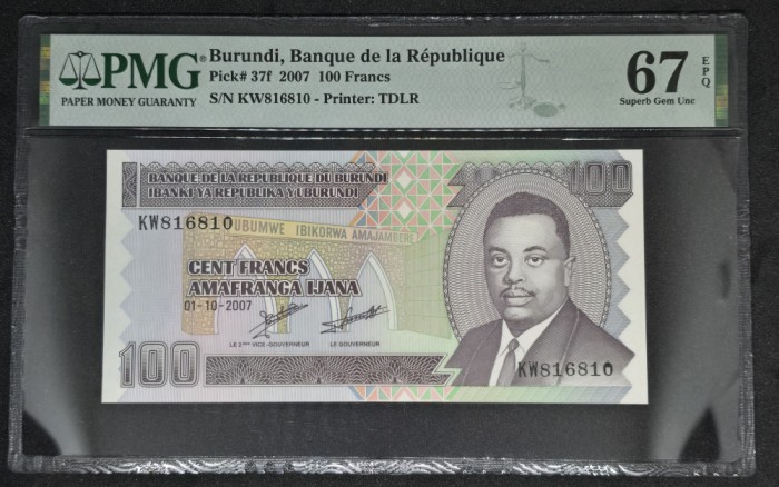 PMG 67 100 Francs Burundi