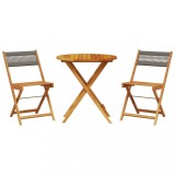 Cumpara ieftin Set mobilier bistro, 3 piese, gri, polipropilena si lemn masiv