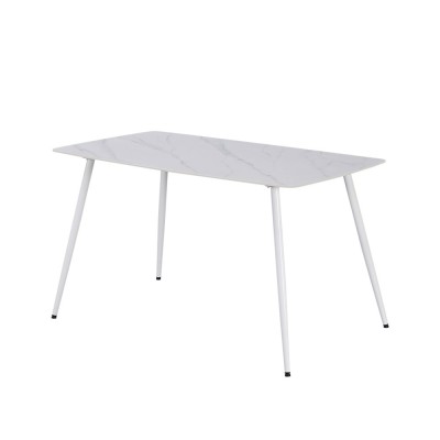 Masă de dining pătrată Bora 140 cm din piatră sinterizată, albă foto