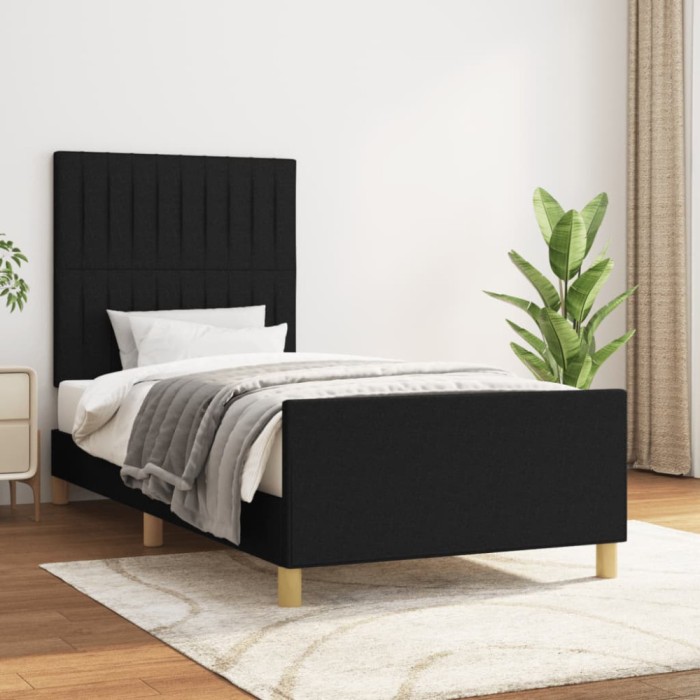 vidaXL Cadru de pat fără saltea, negru, 100x200 cm, textil 3125197