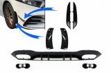 Difuzor cu Grila Aripa Aerisiri Laterale si Ornamente bara fata flapsuri Mercedes A-Class V177 Sedan (2018-up) Evacuari Crom Performance AutoTuning