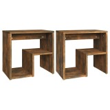 Noptiere, 2 buc., stejar afumat, 40x30x40 cm, lemn prelucrat, DKD Home Decor