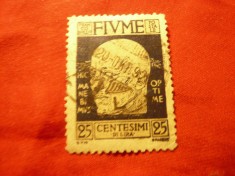 Timbru Fiume 1920 - Gabriel D&amp;#039;Annunzio - Poet , val 25C stampilat foto