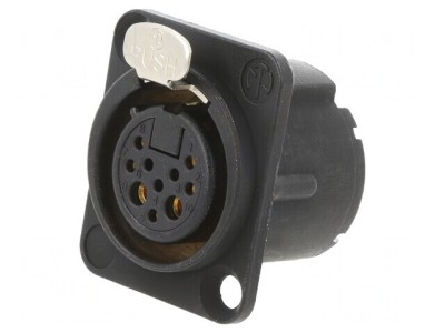 Conector XLR Soclu Mamă Negru 19x24mm foto