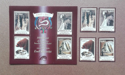 TIMBRE ROMANIA MNH LP1753+1753 a 100 ani biospeologie EMIL RACOVIȚĂ serie +bl. 4 foto