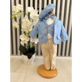 Costum botez 5 piese, albastru - DPH327