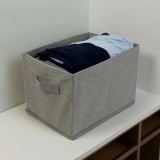 Cutie pentru depozitare textila 32x22x22 cm, gri, organizator pliabil cu maner pentru dulap sau raft