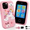 Telefon Jucărie 2in1 Montessori cu Jocuri, Alfabet, Puzzle, Audiobooks, Cameră, MP3, Lanternă și Card 32GB pentru Copii, Roz si Albastru