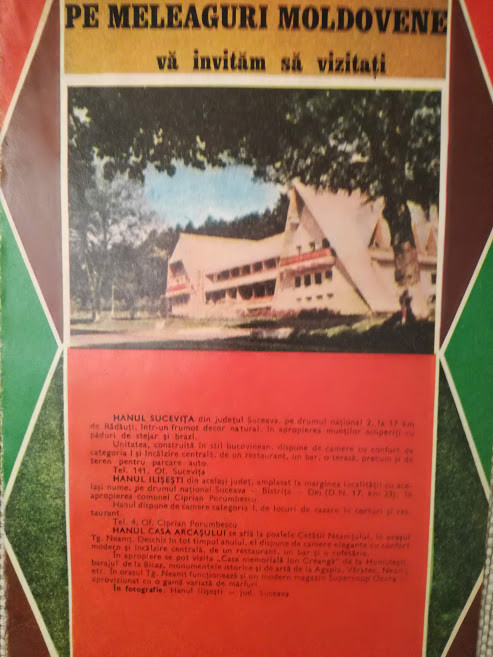 Reclamă turistică Sucevița, Ilișești, Casa Hanul Arcașului, 1982, 24 x 16,5 cm