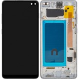 Display cu Touchscreen MP compatibil cu Samsung Galaxy S10G975, cu Rama, Argintiu