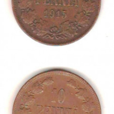 SV * Finlanda / ocup. Rusia tarista 4 x 10 PENNIA 1914 - 1915 - 1916 - 1917 XF