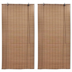 vidaXL Jaluzele din bambus tip rulou, 2 buc., maro, 150 x 220 cm